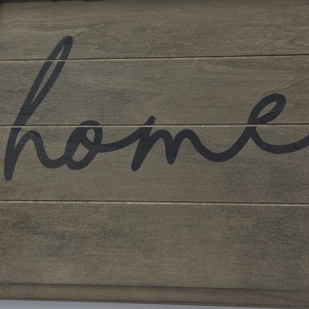 Rustic Gray Wooden Tray with 'Home' Script - Picture 15 of 16
